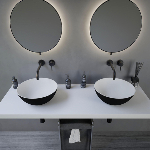 Ideavit Solidthin waskom - 39x39x14.5cm - Solid surface - Rond - Mat Zwart SW857489