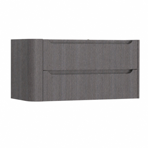 H&R Badmeubelen Juice Wastafelonderkast - 100x45x50cm - linkerhoek afgerond - 2 lades - geïntegreerde greep - Wenge SW1489550