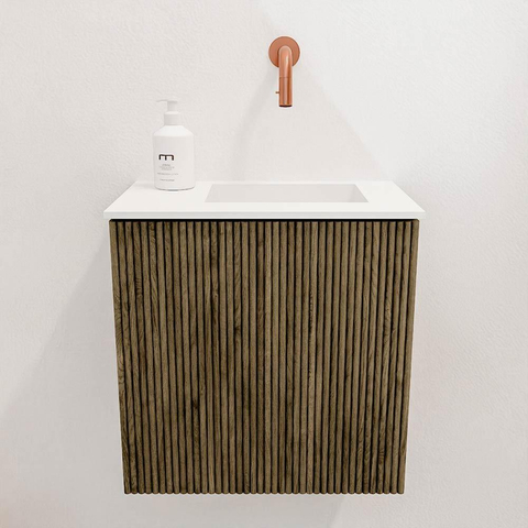 Mondiaz JOYA 40cm meuble de salle de bains - couleur Dusk - Vasque FAYE position Droite Sans trou de robinet couleur Talc. SW1421565