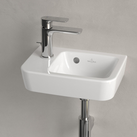 Villeroy & Boch O.novo fontein - 1 kraangat links - met overloop - 36x25cm - White Alpine (glans wit) SW445848