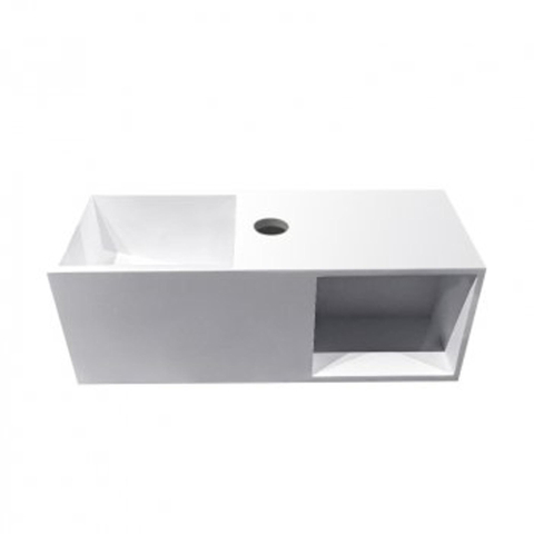 Wiesbaden Julia ensemble fontaine solid surface avec niche 54x20x20cm mat blanc incl. robinet fontaine Amador en laiton brossé SW793757