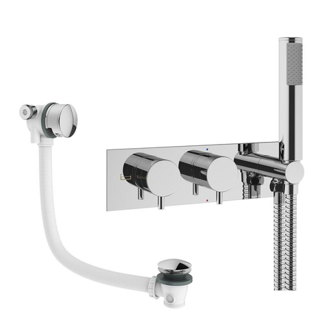 Crosswater MPRO Ensemble de douchette à main - 2 poignées - vidage de bain - douchette à main - chrome SW1472629