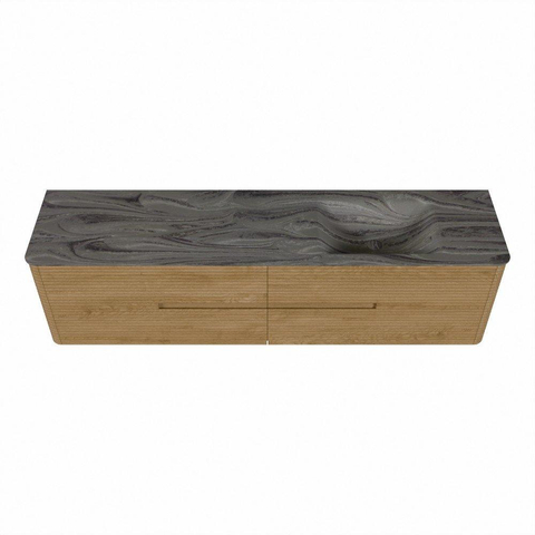 Mondiaz CIRO-DLUX Badkamermeubelset - 190x45x50cm - Solid surface wastafel Sombra - 1 wasbak Rechts - 1 kraangat - 4 lades - Oak SW1531269