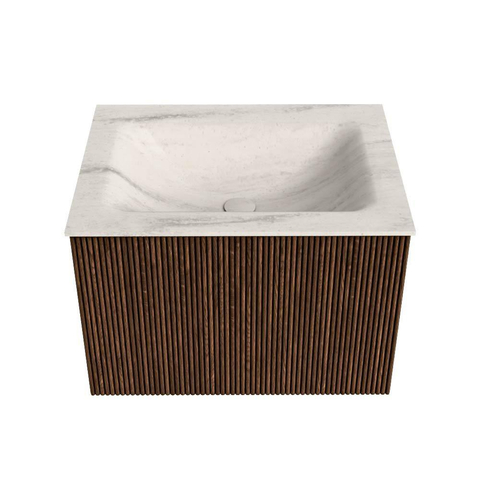MONDIAZ KURVE-DLUX Meuble de salle de bains 60cm couleur Walnut avec 1 tiroir et 0 portes. Lavabo CLOUD Central 1 trou de robinet Meli. SW1431662