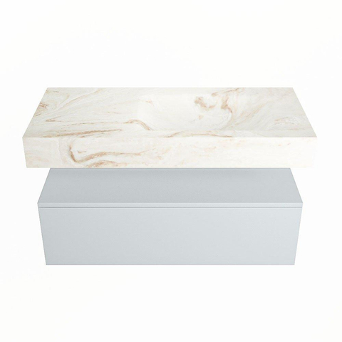 MONDIAZ ALAN - DLUX Ensemble de meuble de salle de bains - 100cm - meuble bas - Clay - 1 tiroir - lavabo suspendu - vasque à droite - 1 trou de robinetterie - Frappe SW804896