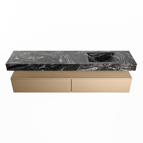 Mondiaz ALAN-DLUX Ensemble de meuble - 200cm - meuble Oro mat - 2 tiroirs - Lavabo Cloud Lava suspendu - vasque Droite - 0 trous de robinet SW808442