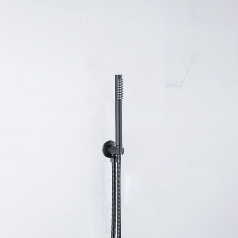 Fortifura Calvi Wandaansluitbocht - handdouchehouder - rozet rond - PVD - mat zwart OUTLETSTORE STORE34514
