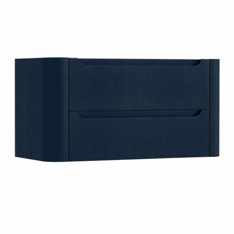H&R Badmeubelen Juice Wastafelonderkast - 100x45x50cm - afgeronde hoeken - 2 lades - geïntegreerde greep - blue oak SW1489801