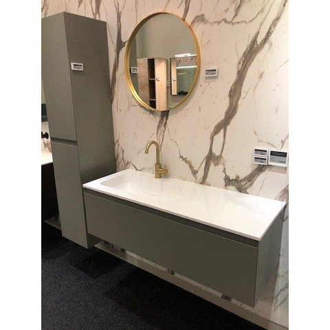 INK ensemble meuble de salle de bains 120x45x35cm 1 tiroir sans poignée avec lavabo en porcelaine Aspect béton vert mat SW539153