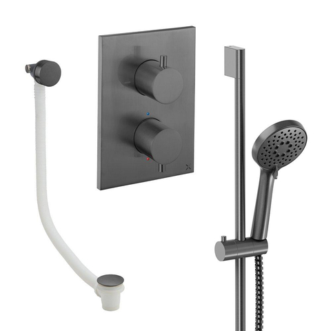 Crosswater MPRO Handdoucheset - 2 hendels - badafvoer - handdouche - glijstang - slate gunmetal (antraciet) SW1472558