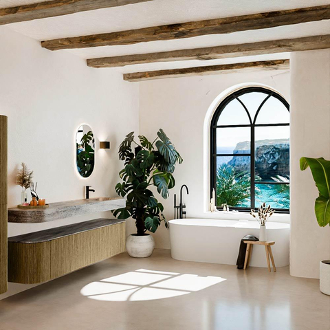 MONDIAZ THOR-DLUX Meuble de salle de bains - 200cm - arrondi gauche + droite - couleur Dusk - 2 tiroirs et 2 portes - Vasque suspendue CLOUD droite 1 trou de robinet - couleur Oza SW1467197