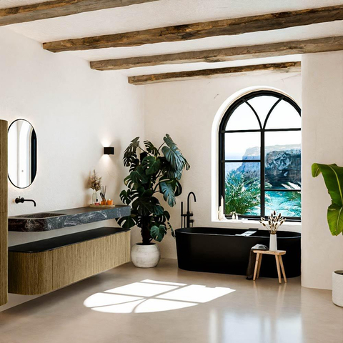 MONDIAZ THOR-DLUX Meuble de salle de bains - 200cm - arrondi gauche + droite - couleur Dusk - 2 tiroirs - 2 portes - Vasque suspendue CLOUD gauche sans trou de robinet - couleur Lava SW1466840