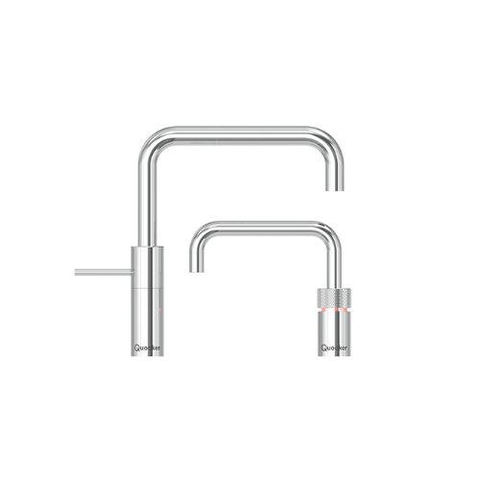 Quooker Nordic Square Twintaps kokendwaterkraan - draaibare uitloop - Combi reservoir - Warm / kokend water - Chroom SW299659