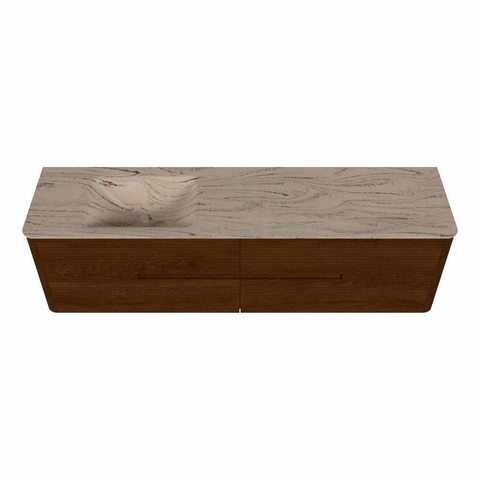 Mondiaz CIRO-DLUX Meuble de salle de bains - 180x45x50cm - Lavabo solid surface Arena - 1 vasque à gauche - 1 trou de robinet - 4 tiroirs - Ruby SW1531762