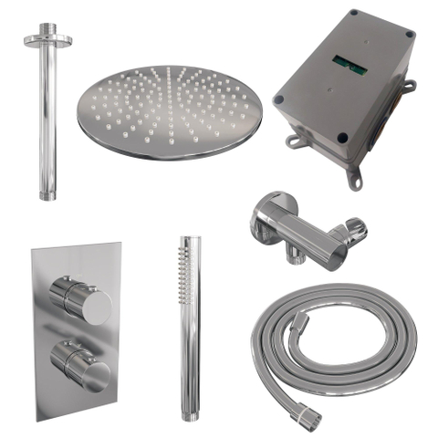 Brauer Chrome Edition Ensemble de douche pluie encastré - douche principale 30 cm - 2 fonctions - incluant partie encastrable - douchette à main Barre 1 fonction - chrome SW538360