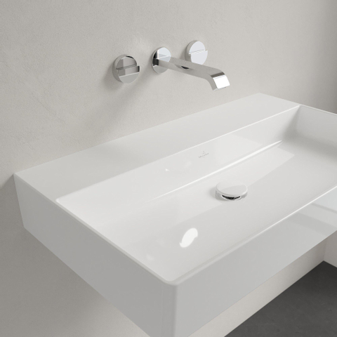 Villeroy & Boch memento 2.0 wastafel - voor handdoekhouders - 80x47cm - zonder overloop - zonder kraangat CeramicPlus - White Alpine (glans wit) SW336057