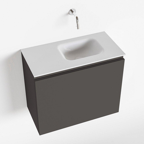 MONDIAZ OLAN Toiletmeubel 60x30x40cm met 0 kraangaten 1 lades dark grey mat Wastafel Lex rechts Solid Surface Wit SW473253