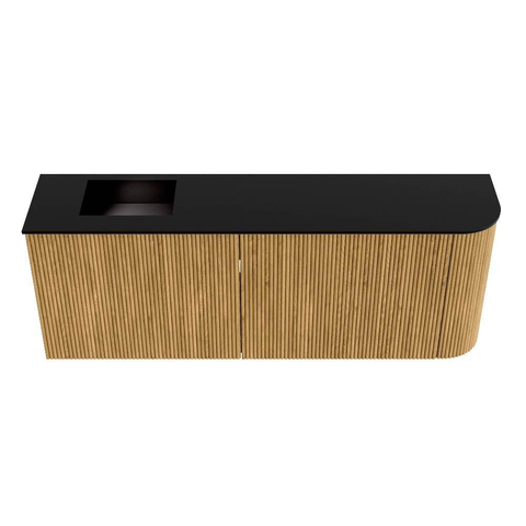 Mondiaz JOYA 111.6cm meuble de salle de bains - arrondi droit couleur Chêne - Vasque FAYE position Gauche 1 trou de robinet couleur Urban SW1421211