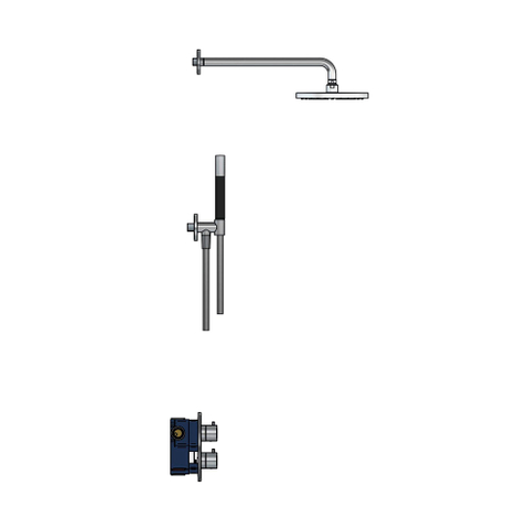 Hotbath Cobber IBS20A Regendoucheset - inbouw - 35cm wandarm - 20cm ronde hoofddouche - staafhanddouche - hoogglans chroom SW230001