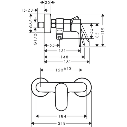 Hansgrohe Rebris S mengkraan inbouw 2f chroom SW1567360