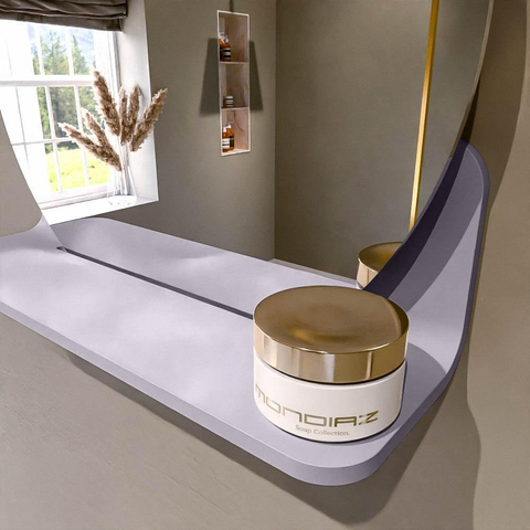 Mondiaz SPOT miroir – Ø 40 cm – avec tablette – Cale (gris clair) SW1235493