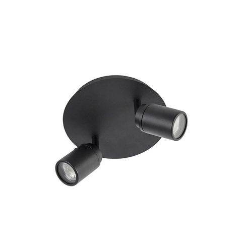 QAZQA Ducha plafonnier de salle de bains - 20x20cm - 2 spots - IP44 - noir mat SW1187201