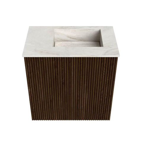 Mondiaz JOYA-DLUX Meuble de toilette 40cm - couleur Walnut - Vasque FAYE position Droite Sans trou de robinet couleur Ostra SW1422573