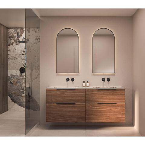 INK SP36 miroir – arrondi en haut – 40 x 80 cm – LED indirecte tout autour – Noir mat SW1239309