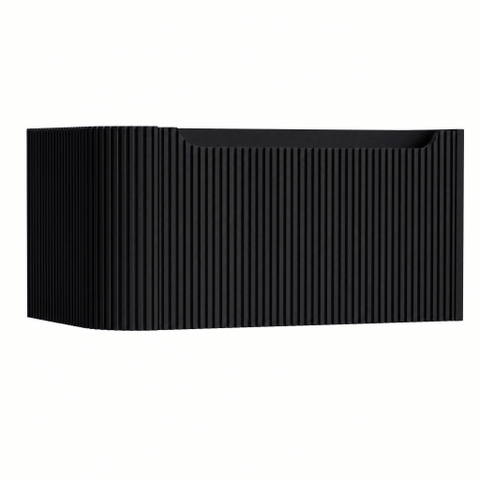 H&R Badmeubelen Juice Wastafelonderkast - 80x45x40cm - linkerhoek afgerond - 3D-front - 1 lade - geïntegreerde greep - zwart mat SW1259614