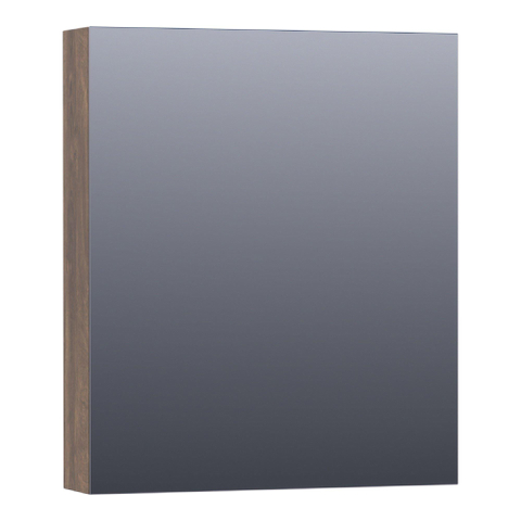 Saniclass Plain Spiegelkast - 60x70x15cm - 1 rechtsdraaiende spiegeldeur - MFC - burned bark SW392922