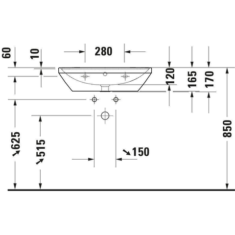 Duravit D-neo Wastafel - 65x44cm - met 1 kraangat - met overloop - wit SW640463
