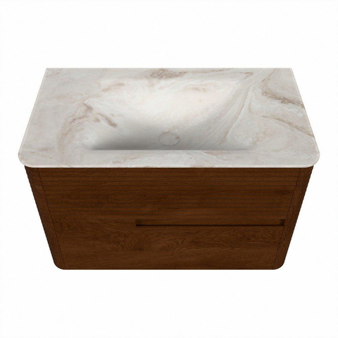 Mondiaz CIRO-DLUX Ensemble de meubles de salle de bains - 80x45x50cm - lavabo solid surface Frappe - 1 vasque au milieu - sans trous de robinet - 2 tiroirs - Ruby SW1531285