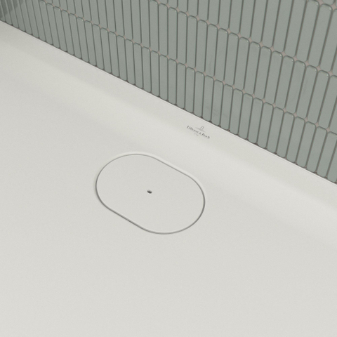 Villeroy & Boch Ecora douchebak - 100x90x3.5cm - afvoer lange zijde - stone white (wit) SW1558974