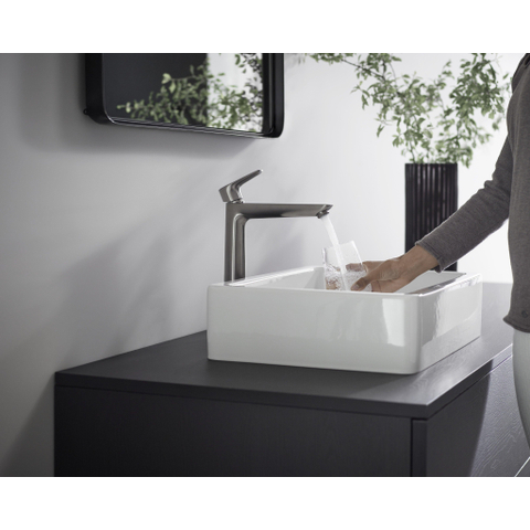 Hansgrohe Talis e 1 greeps wastafelmengkraan - 240 zo/afvoer brushed black chr - zwart chroom SW528827