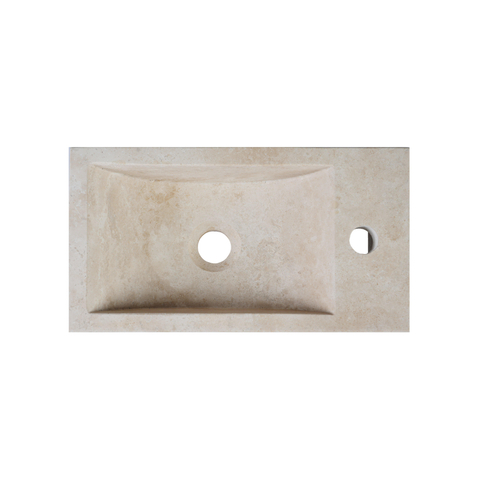 Saniclass Fuente Ensemble fontaine - 40x22x10cm - trou de robinet à droite - robinet de fontaine cuivre brossé PVD - bouchon de vidange - siphon abaissé - pierre naturelle mouchetée SW1445943