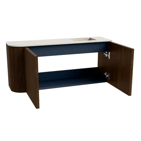 Mondiaz JOYA-DLUX 91.6cm toiletmeubel - ronding links kleur Walnut - Wastafel FAYE positie Rechts Zonder kraangat kleur Meli. SW1424454