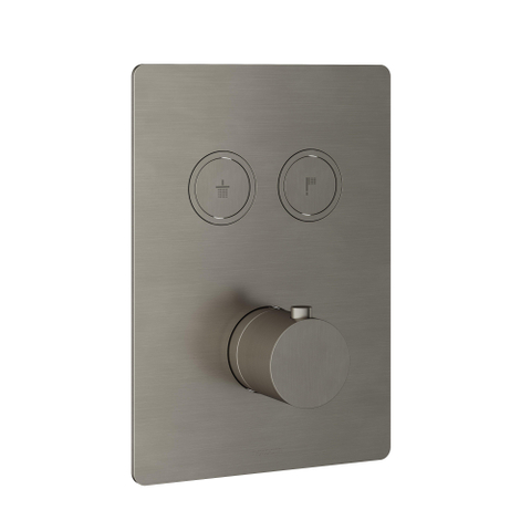 Hotbath Cobber partie visible pour robinet thermostatique encastré avec 2 boutons poussoirs nickel brossé SW229972
