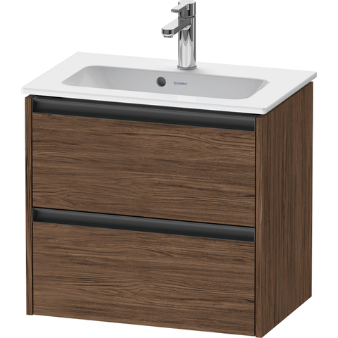 Duravit Ketho.2 Wastafelonderbouwkast - met 2 laden - 61x39x54.9cm - met grepen antraciet - donker noten mat SW772711