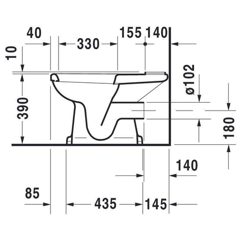 Duravit Serie 1930 toilette au sol 38x39x65cm réservoir apparent sans réservoir à chasse directe PK blanc 0293318