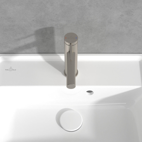 Villeroy & Boch Loop & Friends 1 greeps wastafelkraan - zonder waste - Brushed Nickel black (rvs) SW974143