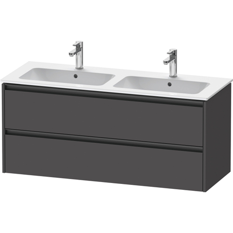 Duravit Ketho.2 Wastafelonderbouwkast - met 2 laden - voor dubbele wastafel - 128x48x55cm - met grepen antraciet - grafiet mat SW772096