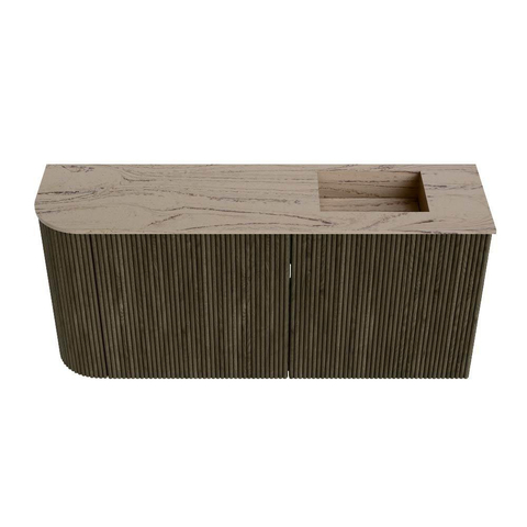 Mondiaz JOYA-DLUX Meuble de salle de bains 91,6cm - arrondi gauche couleur Shadow - Vasque FAYE position Droite 1 trou de robinet couleur Arena. SW1424843
