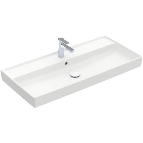 Villeroy & Boch Collaro meubelwastafel - 100x47cm - met overloop - 1 kraangat CeramicPlus - Stone White (mat wit) SW358325