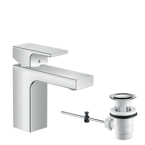 Hansgrohe Vernis Shape 1 greeps wastafelkraan - 100 met trekwaste - hoogglans chroom SW651612