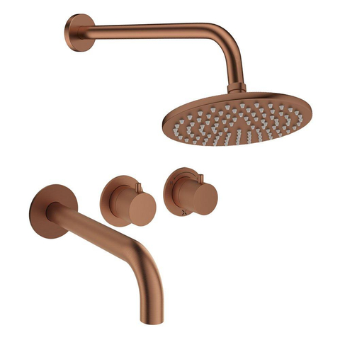 Crosswater MPRO Module ensemble de douche pluie encastré – douche de tête Ø 20 cm – 2 leviers – bec de bain – brons geborsteld SW1472393