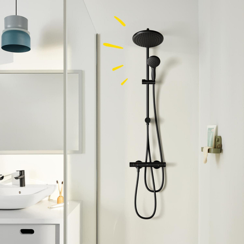 Grohe Vitalio Start QuickFix 250 Flex Regendoucheset - 25cm - hoofddouche - 2 straalsoorten - ronde handdouche - 2 straalsoorten - met omstelkraan - matte black (mat zwart) SW1126462