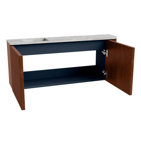 Mondiaz JOYA-DLUX Meuble de toilette 101,6cm - arrondi à droite couleur Ruby - Vasque FAYE position Gauche Sans trou de robinet couleur Glace SW1423590