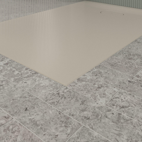 Villeroy & Boch Ecora douchebak - 120x80x3.5cm - afvoer korte zijde - almond (beige) SW1558895