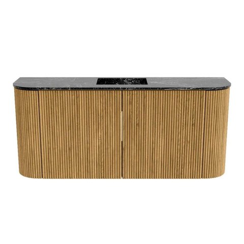 Mondiaz JOYA-DLUX 93.2cm toiletmeubel - ronding links en rechts kleur Oak - Wastafel FAYE positie Midden 1 kraangat kleur Lava. SW1422097