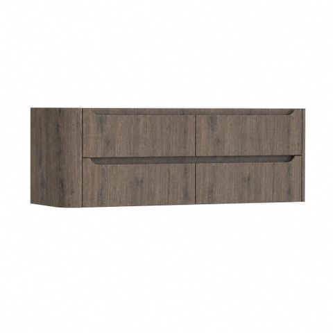 H&R Badmeubelen Juice Wastafelonderkast - 140x45x50cm - linkerhoek afgerond - 4 lades - geïntegreerde greep - Tucson oak SW1490381